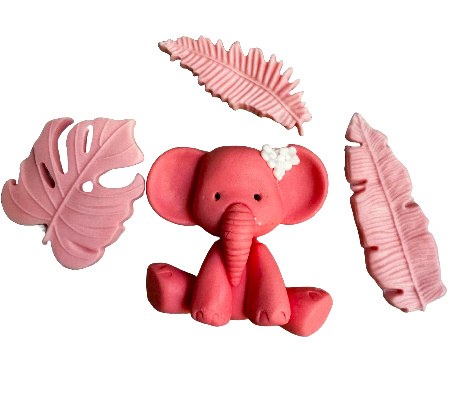 Set med 4 ätliga sockerdekorationer, dop, elefant, flickor Sugar Paste Decorations Naty Shop