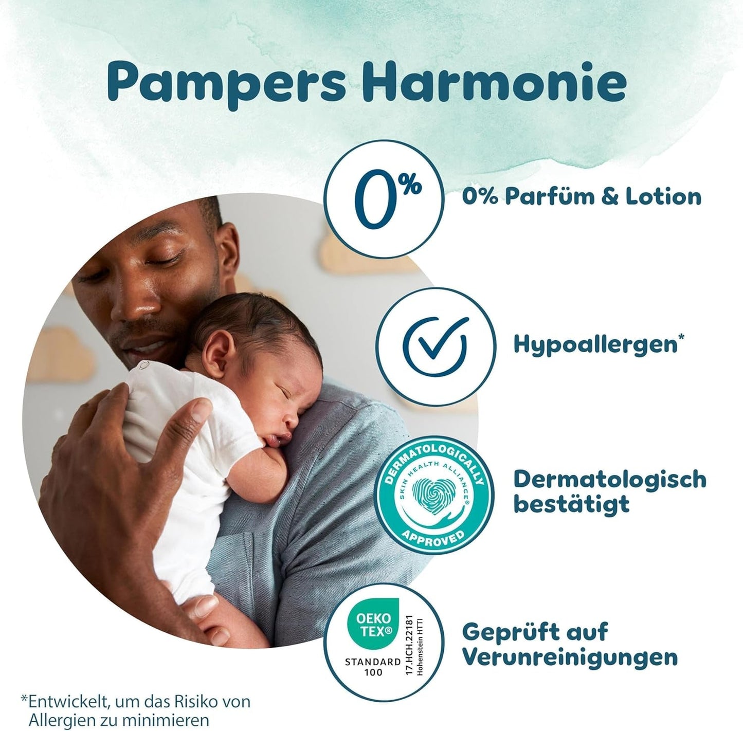 Pampers Harmony blöjor storlek 2, 204 blöjor, 4 kg-8 kg, skonsamt hudskydd med 100 % Pampers skydd