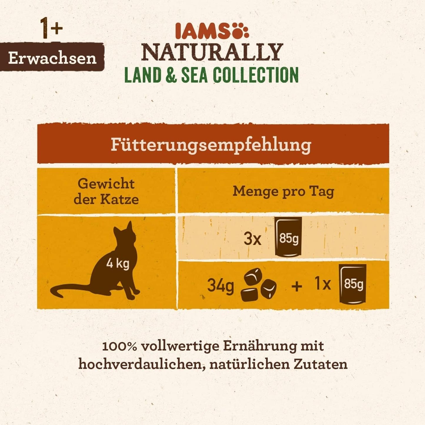 IAMS Natural Wet Cat Food i sås - Högkvalitativt kött och fisk våtfoder för vuxna katter, Land & Sea Collection, 12 x 85g