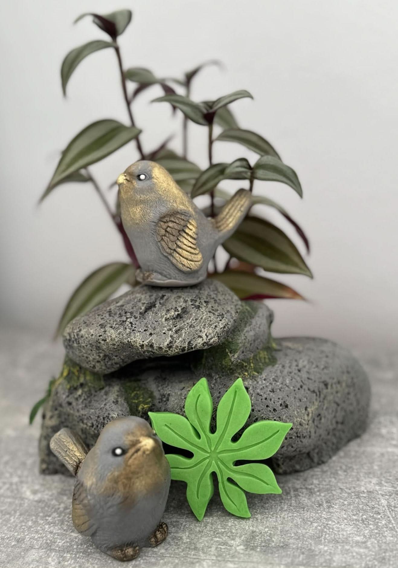 Set med 3 ätliga sockerdekorationer, exotiska fåglar Sugar Paste Decorations Nati Shop