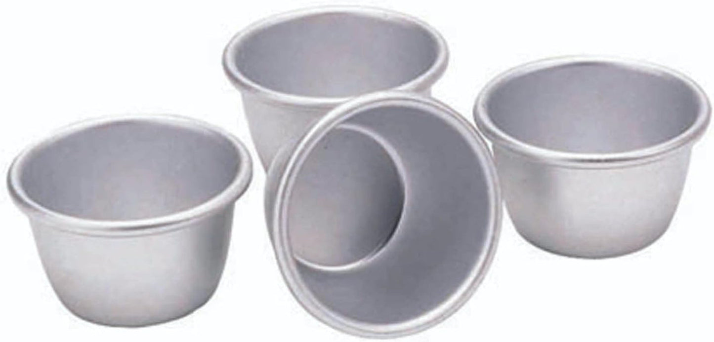Kitchencraft Mini Pudding Formar Anodiserad aluminium 7,5 cm Set med 4 Silver Bakformar & Brickor Naty Shop