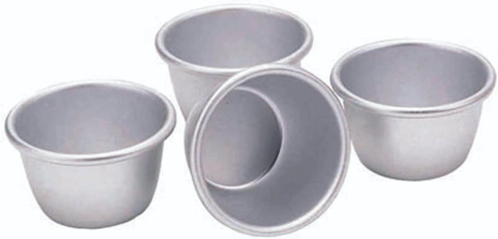 Kitchencraft Mini Pudding Formar Anodiserad aluminium 7,5 cm Set med 4 Silver Bakformar & Brickor Naty Shop