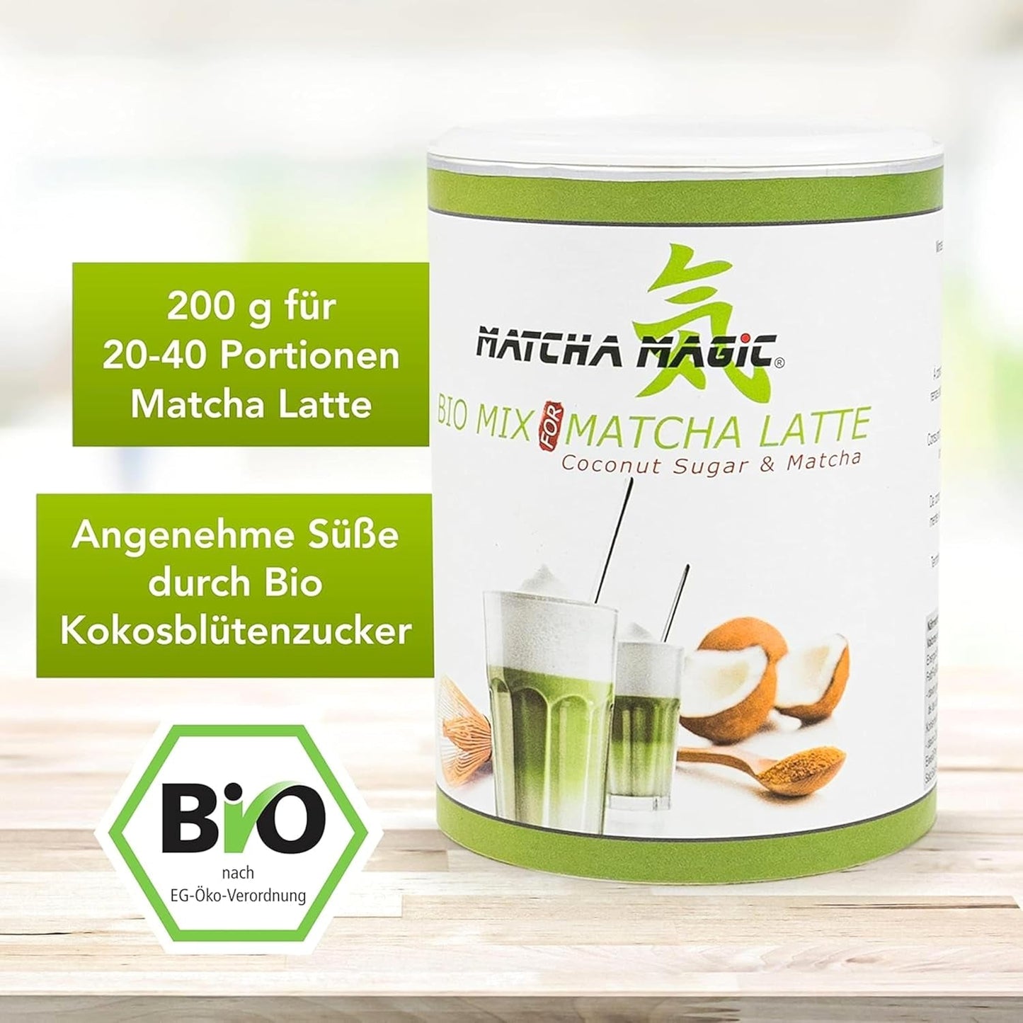 Matchamagic - Ekologiskt matcha lattepulver från Japan med kokosblomsocker för ett utsökt te