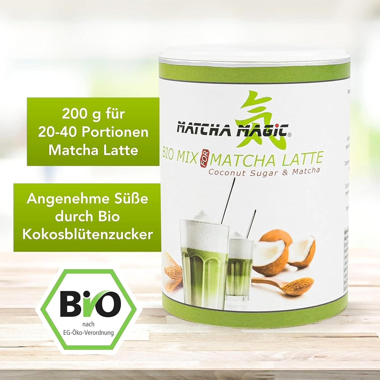 Matchamagic - Ekologiskt matcha lattepulver från Japan med kokosblomsocker för ett utsökt te