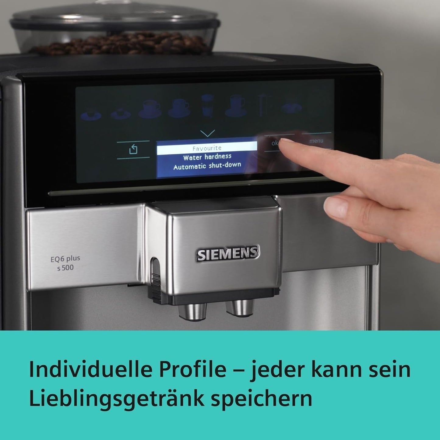 Siemens EQ.6 plus s300 automatisk espressomaskin TE653501DE, för många kaffespecialiteter, mjölkskummare, keramisk kvarn, dubbel kaffefunktion, anti-kalk, automatisk ångrengöring, 1500 W, silver