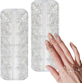 12 Größen Nail Art Perlen, Flache Perlen, Nail Art Accessoires, Halbkreis Nagelperlen, Weiße Nail Charms Und Glitzersteine ​​Nägel Für Nail Art Design, DIY Basteln, Alltag, Hochzeit (2 lådor)
