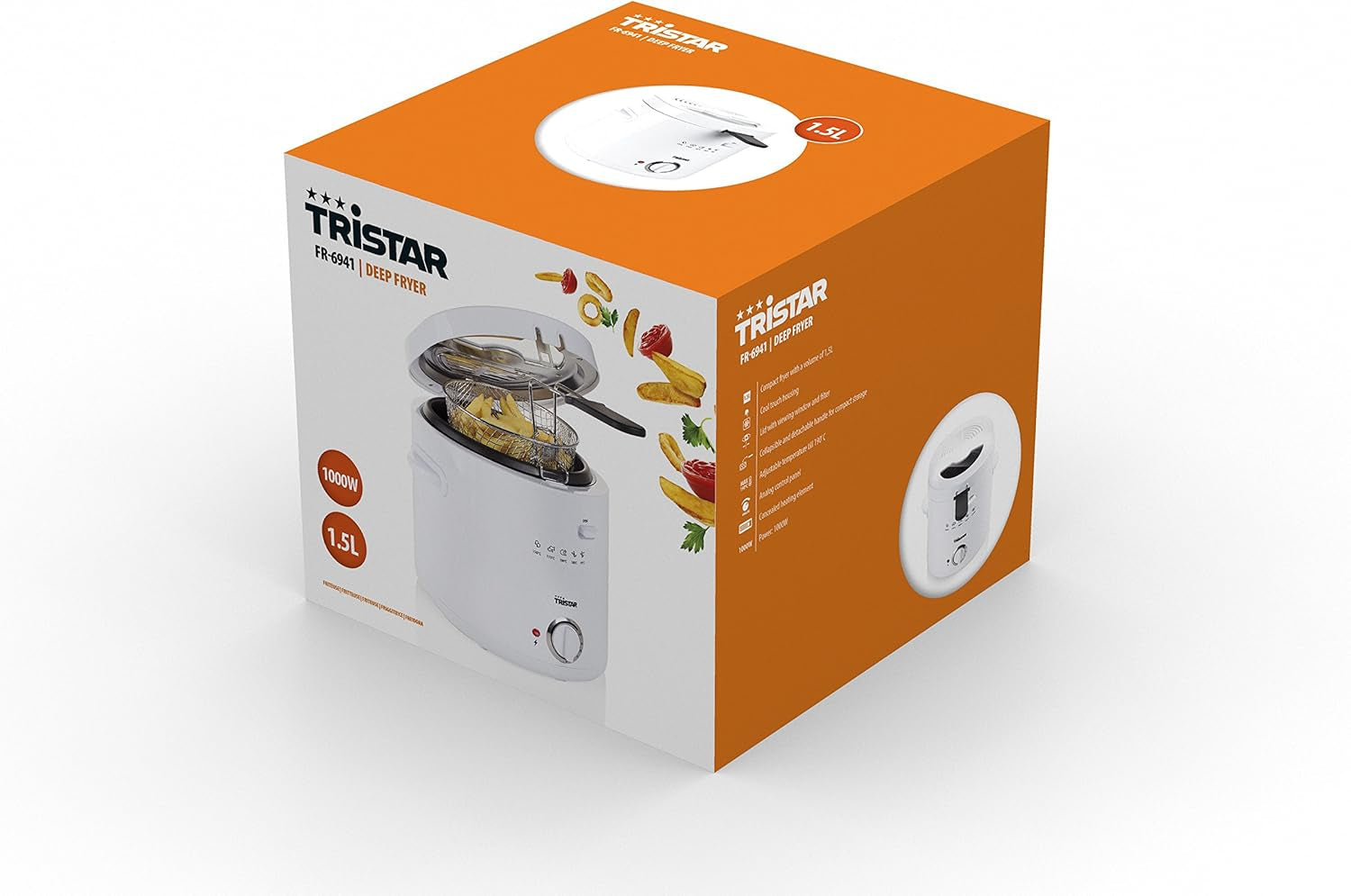 Tristar FR-6941 fritös - termostat, 1,5 L, 1000 W, vit Vitvaror Naty Shop
