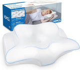 HOMCA Nackkudde Kudde, Memory Foam Ergonomisk kudde 3D Kylkuddar för liggande, sidoläge eller liggande, 62 X 41 X 9,5/12,5 Cm Cervikala ortopediska kuddar Naty Shop White