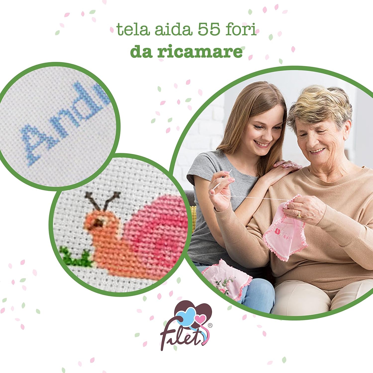 Vitt och rosa sängkläder för bärsäng, bestående av 1 påslakan, 1 överlakan med Aida-band för broderi och 1 örngott, 100 % bomull, Made in Italy Täcken och täcken Naty Shop