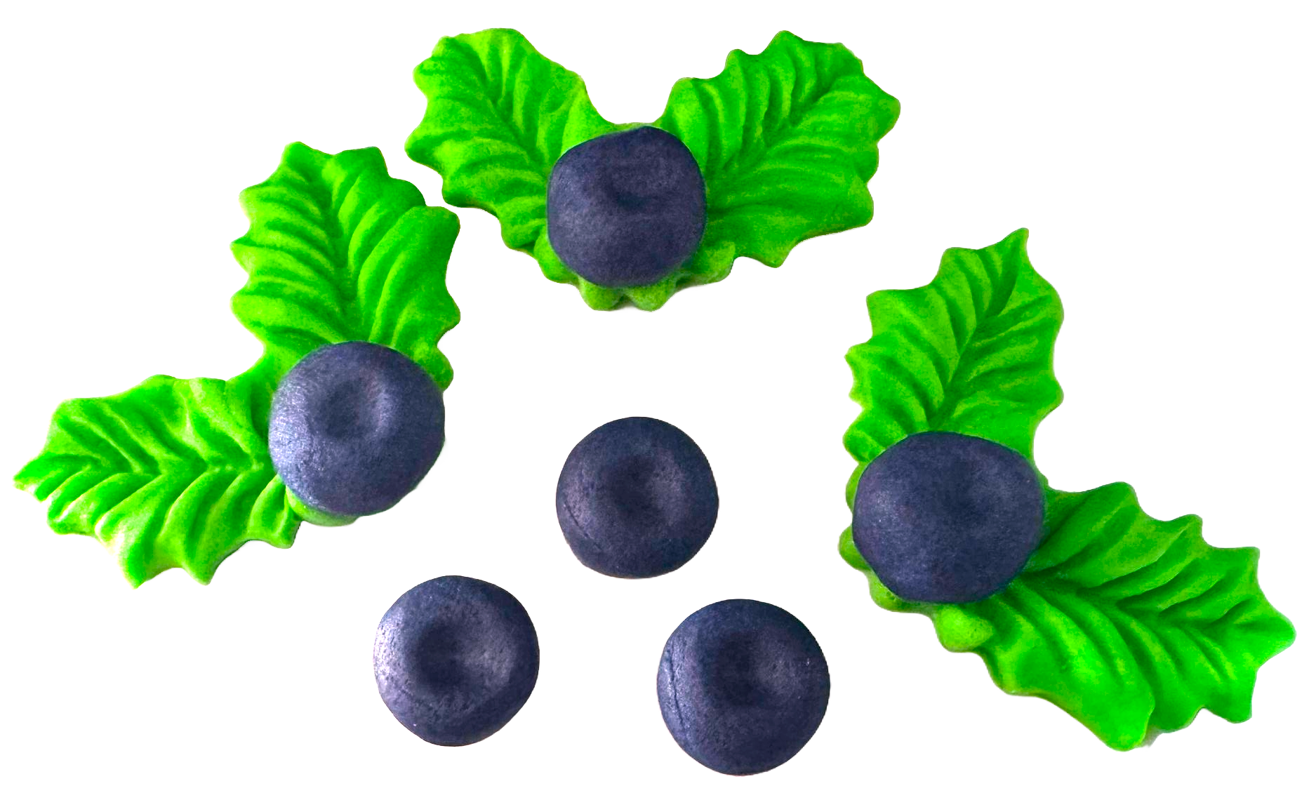 Set med 6 ätliga sockerdekorationer, Cranberry Sugar Paste Decorations Nati Shop