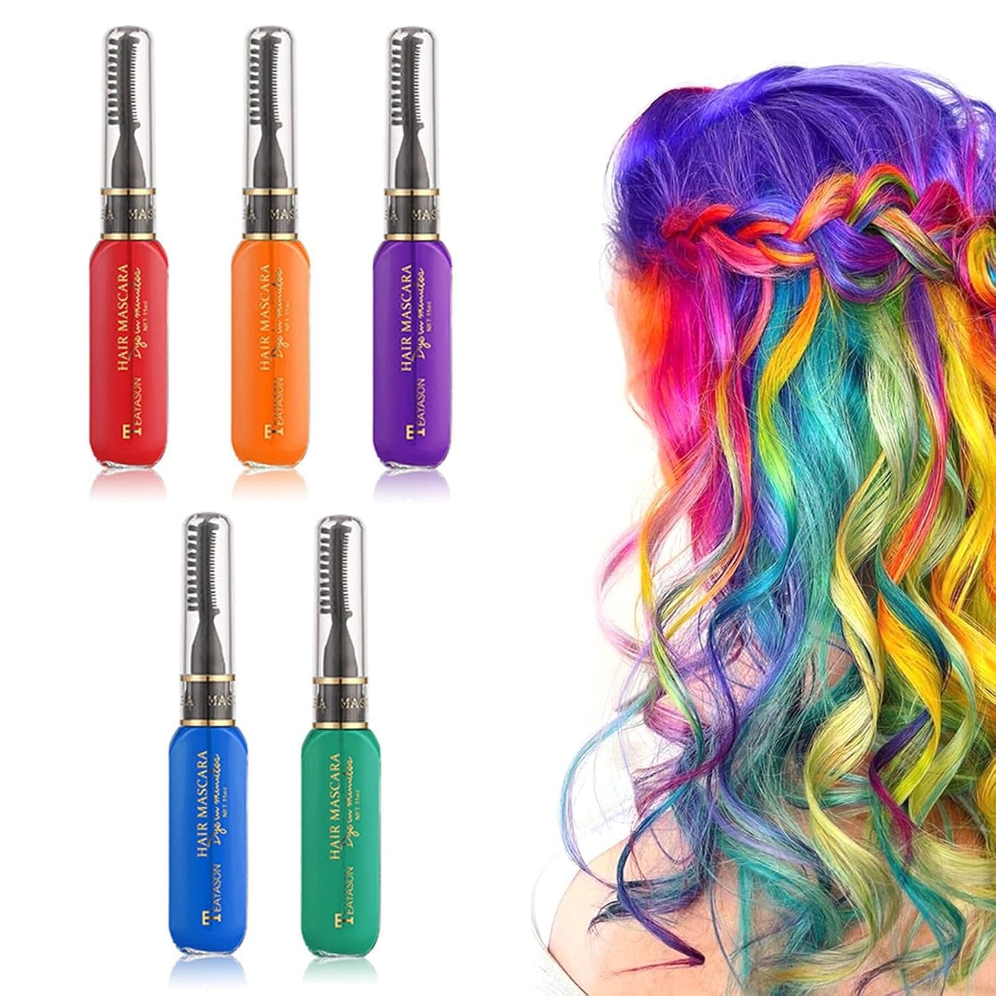 5 färger Barn Temporary Hårfärgning Tvättbar Färg Mascara Hårkrita Salong Hårfärgning Naty Shop