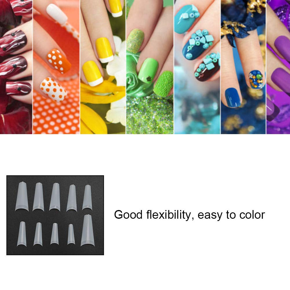 500 st lösnageltips, naturliga franska konstgjorda nageltips för manikyr, L, DIY falska naglar, oval UV-gel, nageltillbehör för kvinnor och flickor (naturlig färg)