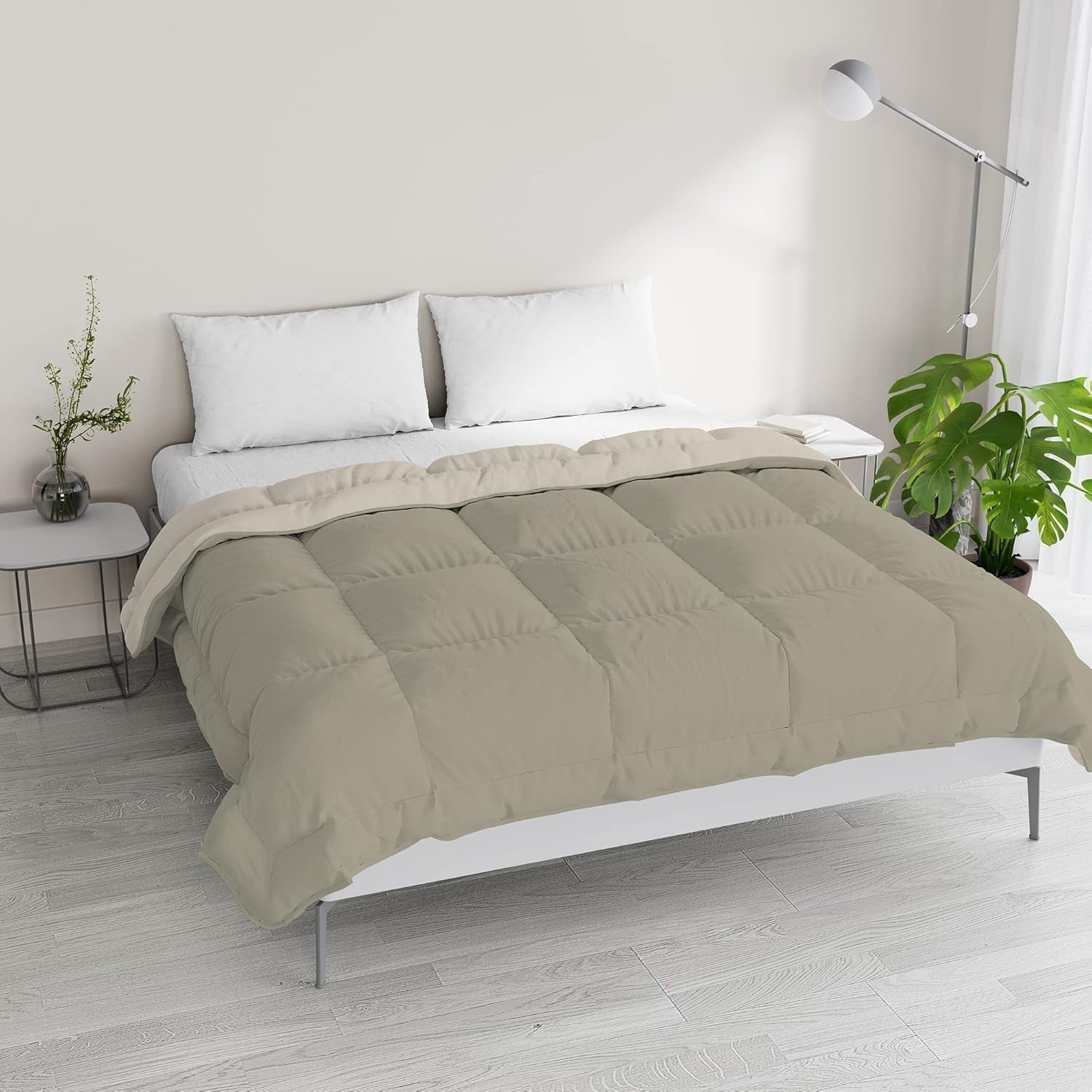 Italienskt sänglinne, vintertäcke, taupe/kräm, 250X200Cm Täcken och täcken Naty Shop