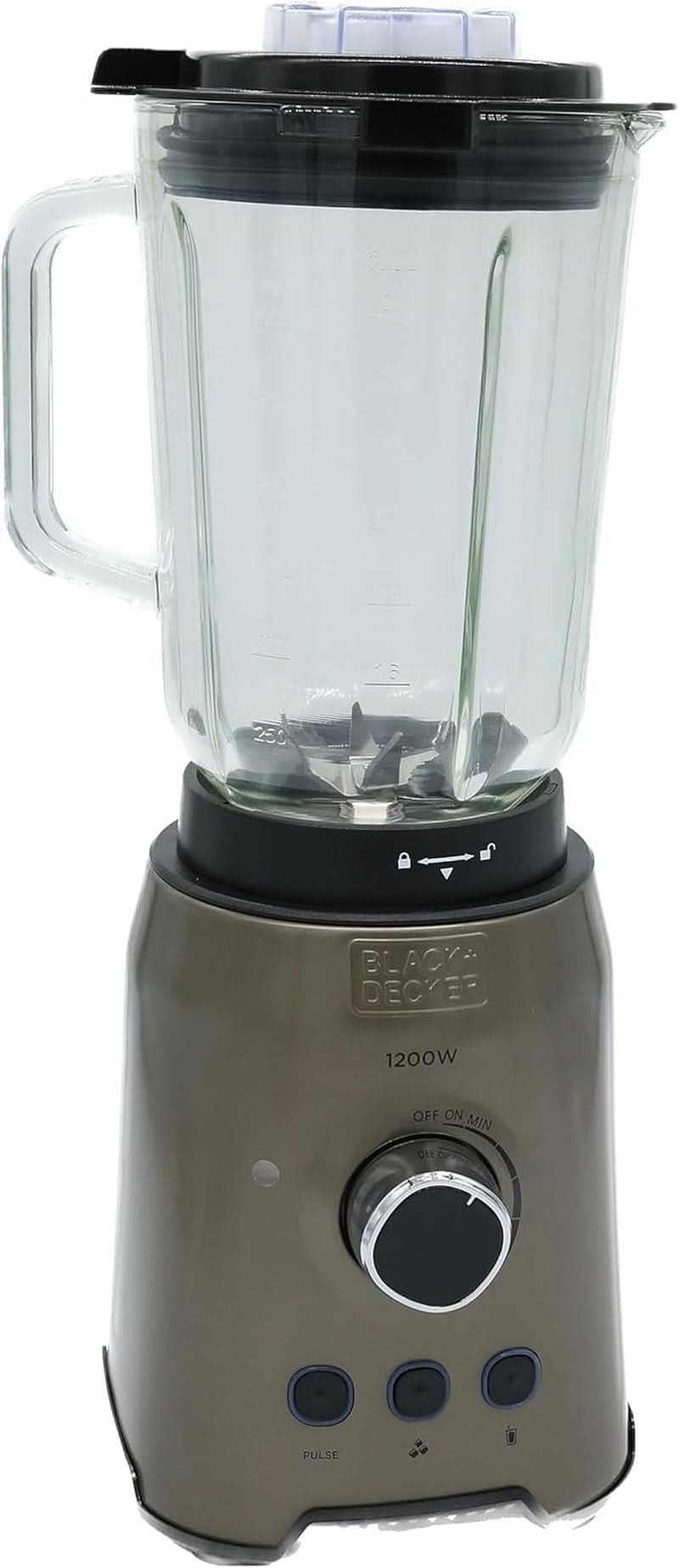 BLACK+DECKER Stativblandare | 500W | 2 hastigheter | Pulsfunktion | Glaskrug | 1,5L | Edelstahlmesser Mit 4 Klingen | Herausnehmbar Und Leicht Zu Reinigen | Weiß Und Grau Kitchen Naty Shop 1200W Edelstahl