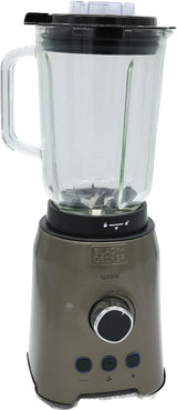 BLACK+DECKER Stativblandare | 500W | 2 hastigheter | Pulsfunktion | Glaskrug | 1,5L | Edelstahlmesser Mit 4 Klingen | Herausnehmbar Und Leicht Zu Reinigen | Weiß Und Grau Kitchen Naty Shop 1200W Edelstahl