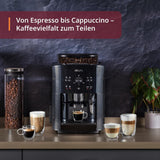 KRUPS Arabica Picto automatisk espressomaskin, kompakt design, lätt att använda, intuitivt justerbar vridreglage, mjölkskummare, 2-koppsfunktion, espressomaskin, svart, EA810870