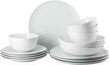Rosenthal Junto White servisset, porslin, vitt, platta tallrikar, mattallrikar Ø 22 cm, mattallrikar Ø 21,5 cm och spannmålsskålar Ø 14 cm, 0,62 l, tål diskmaskin och mikrovågsugn, set för 4