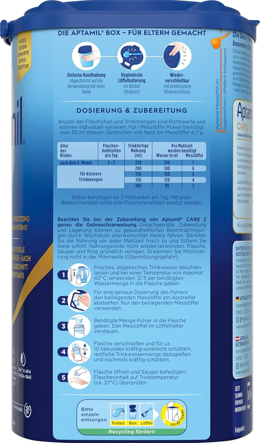 Aptamil Care 2 – Passar även för spädbarn födda med kejsarsnitt – 1 x 800 g