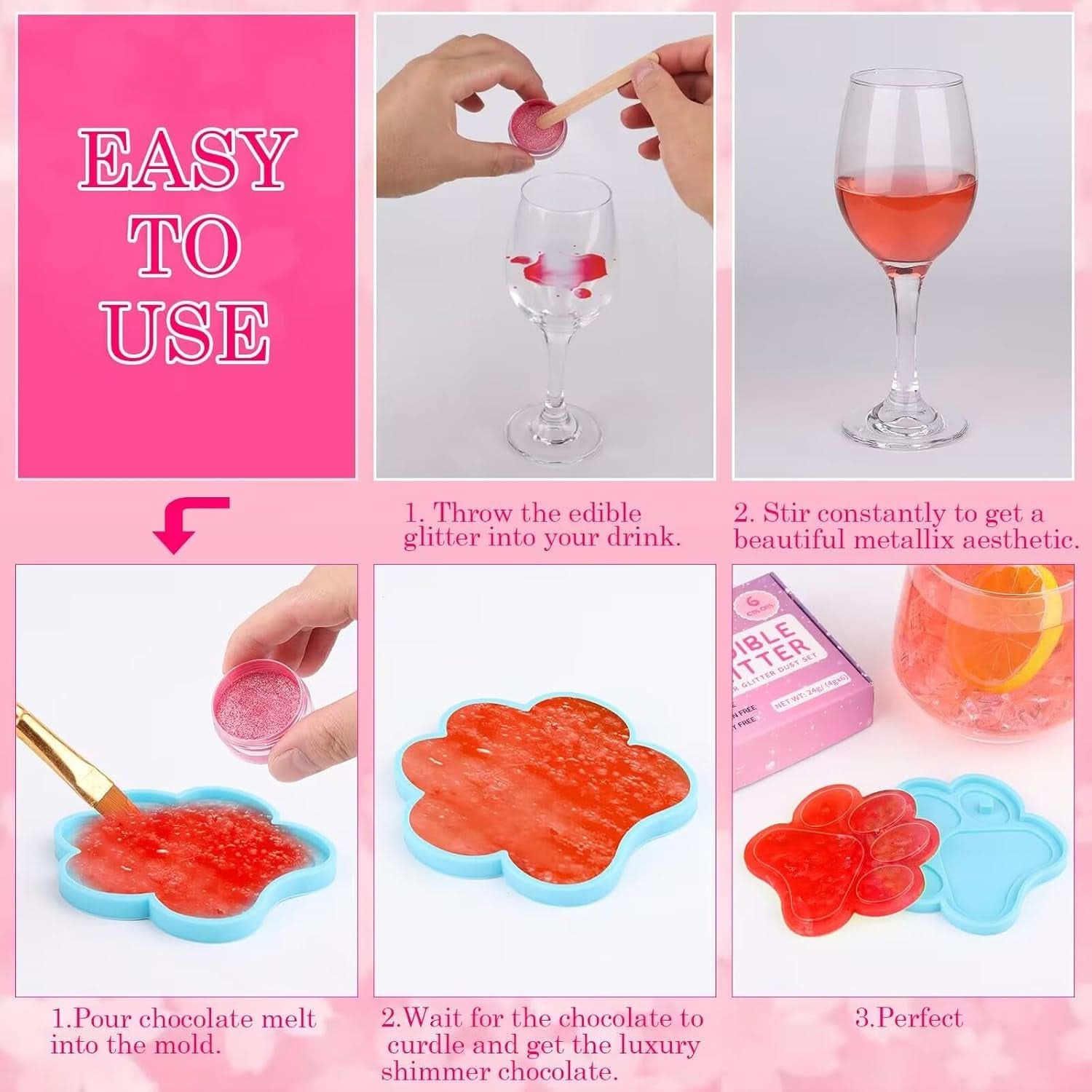 Ätbart glitter, Set med 4 eller 6 färgnyanser, 4 gram per produkt Glitter Naty Shop