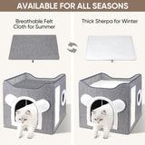 Katzenbetten für Indoor Katzen, Faltbares Katzenhaus, Katzenhöhle 2 Schicht Würfel Großer Raum Katzenbett mit Kratzbrett und Spielball, 15,8 x 15,8 x 15tum