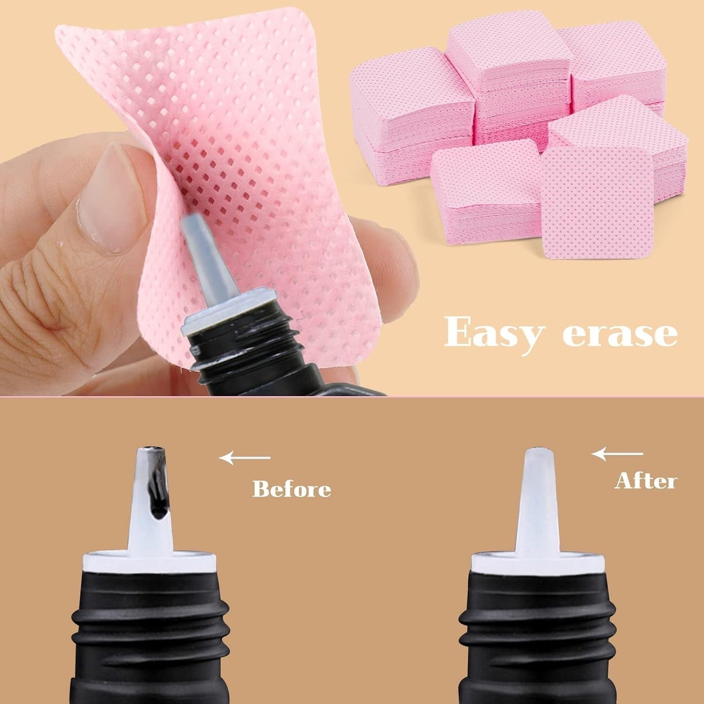 300 Stück Nagellackentferner Pads, Fusselfreie Nägel Wattepads Für Nägel Nagellackentferner Luddfria Nagelservetter Cleaner Gelnägel - Rosa