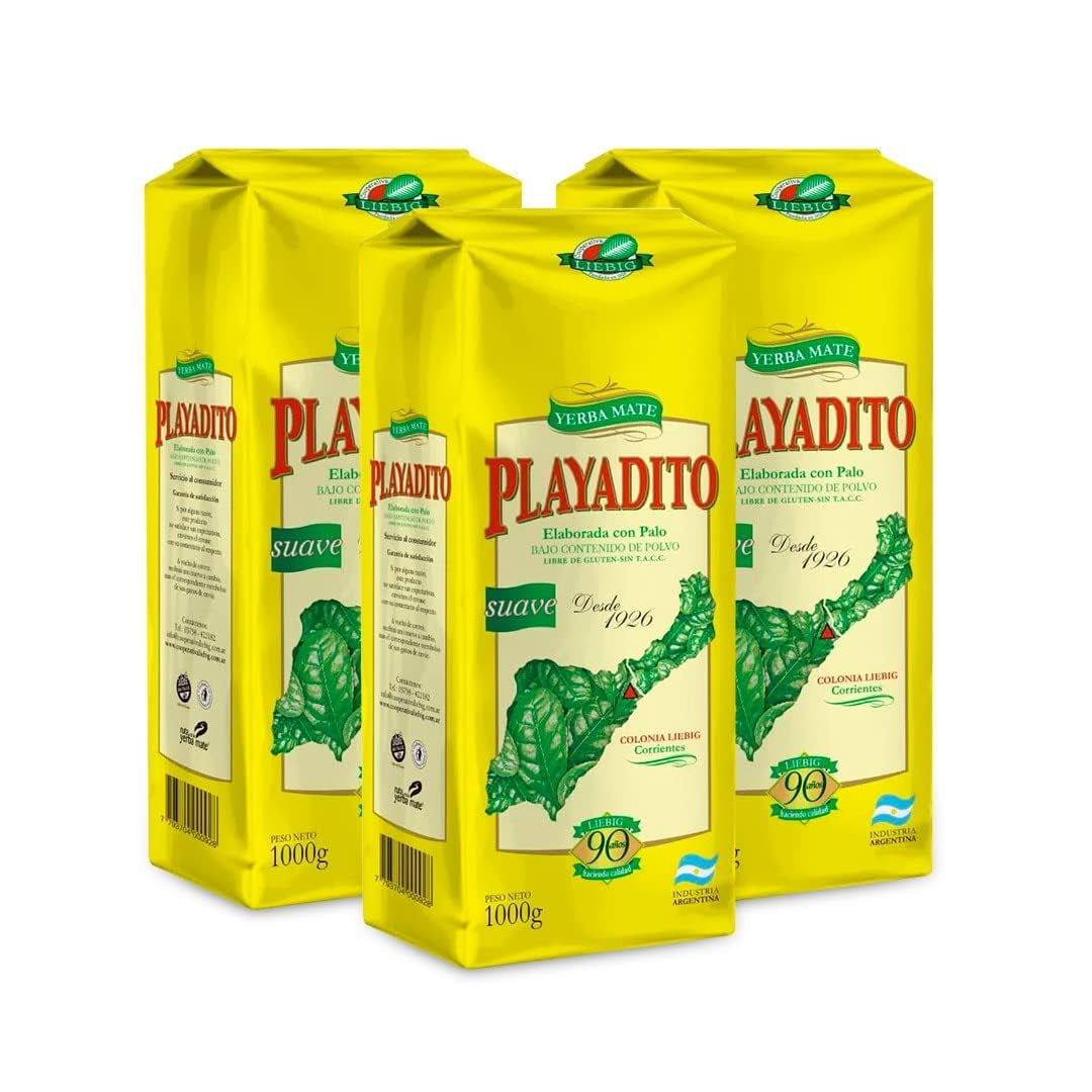 Yerba Mate te 1 kg - förpackning med 3 - antioxidant, energigivande, innehåller mineraler och vitamin B - från Argentina