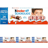 Kinder Chocolate - Fyllda mjölkchokladkakor - 1 förpackning innehållande 24 individuella barer (24 x 12,5g).