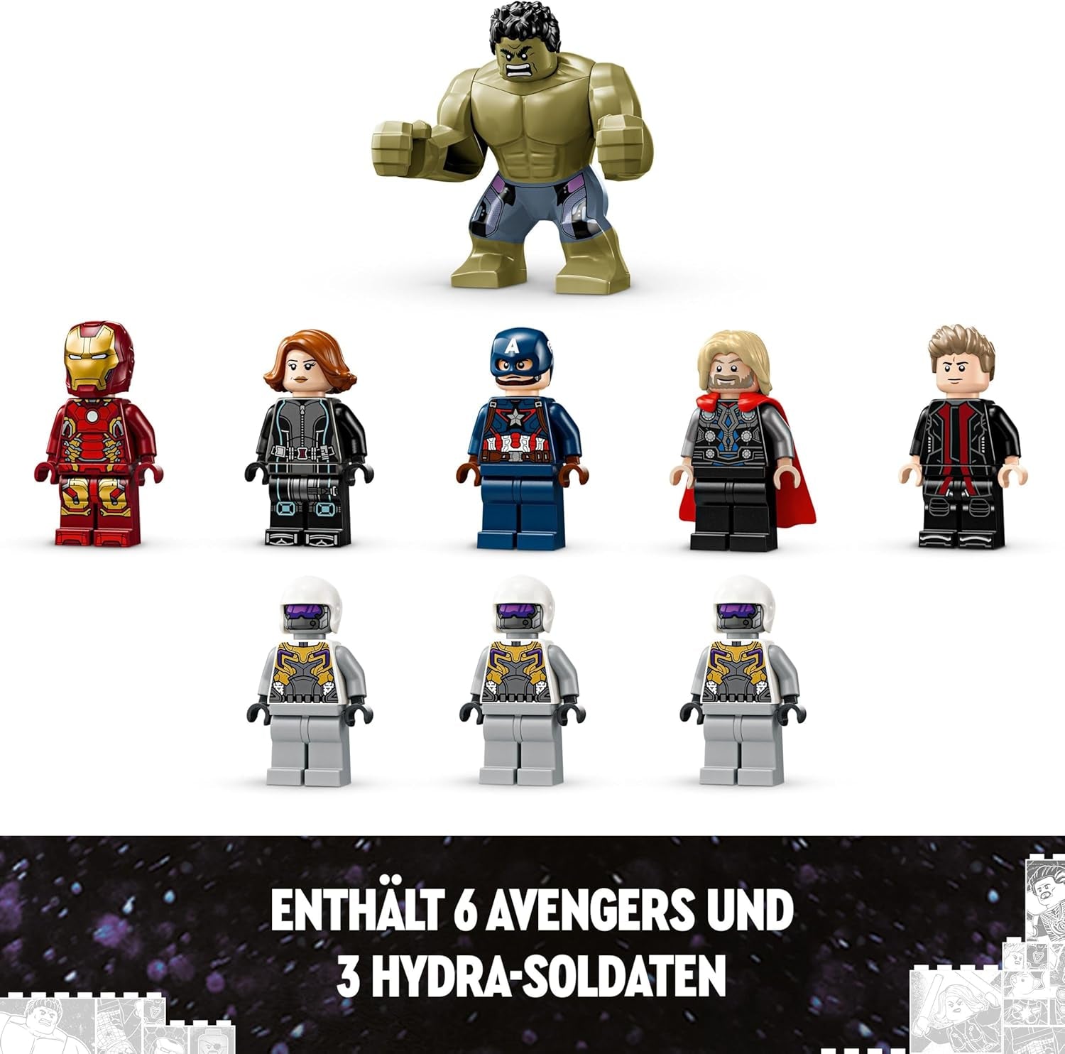 LEGO Marvel Avengers Assemble: Age of Ultron, bygg- och lekset med 8 minifigurer av superhjältar som Thor, Hulk och Iron Man, byggleksak för pojkar och flickor, äventyrsset 76291 Byggset Besuche den LEGO-Store