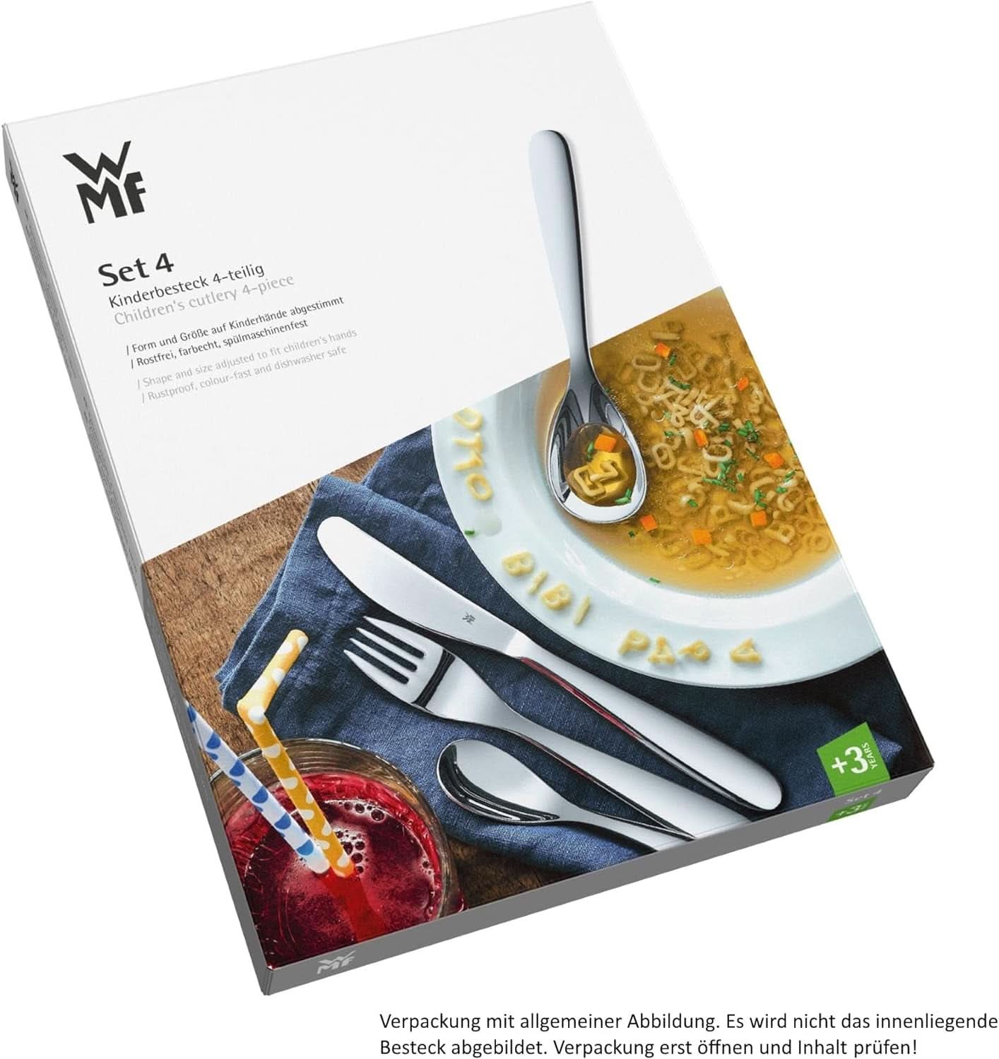 WMF Animals bestickset i rostfritt stål för barn, 4 delar, polerat Cromargan Kitchen Naty Shop