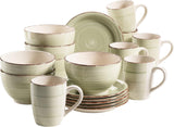 MÄSER 931490 Bel Tempo II frukostset för 6 i vintagelook, handmålad keramik, 18-delat servisset, grönt, stengods