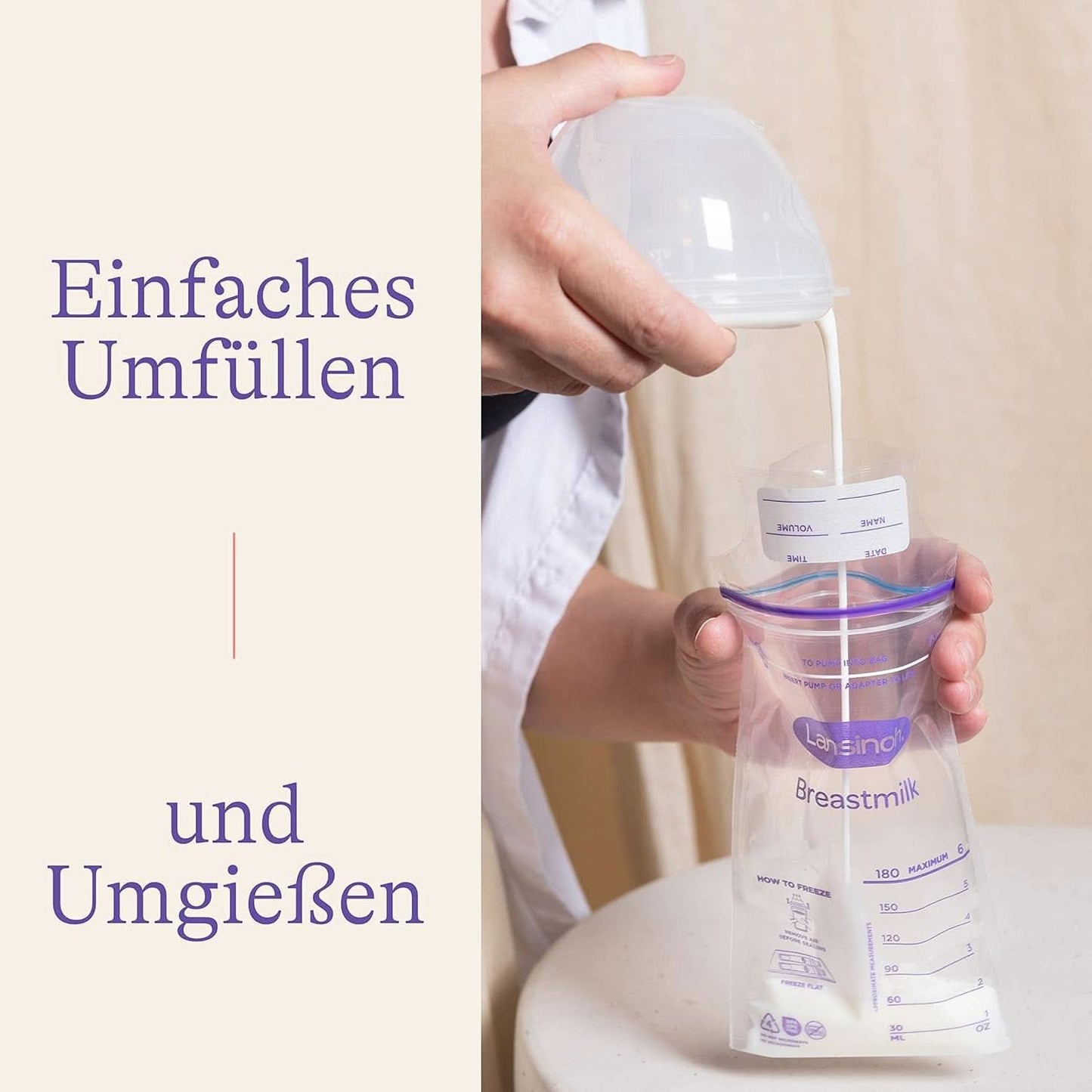 Lansinoh Muttermilchbeutel - 25 Stück - Zum Sicheren Aufbewahren Und Einfrieren Von Muttermilch - Hygienisk & Platzsparend Tillbehör Mat och Amning Bebe Naty Shop