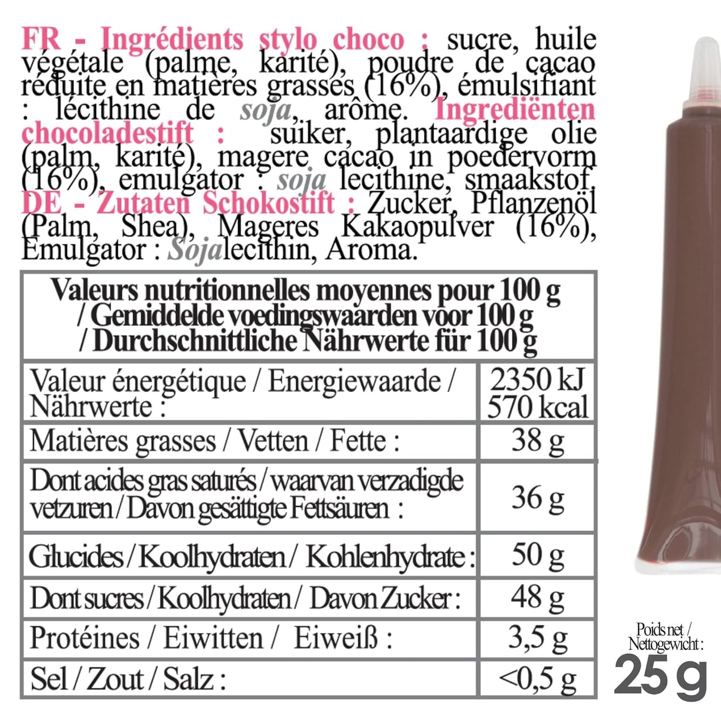 Scrapcooking - Brun chokladpenna - Chokladskrivsocker 25 g - Ätlig dekorativ sockerpenna - Skriva och rita - Märkning av fondant, glasyr, kakor - 6801