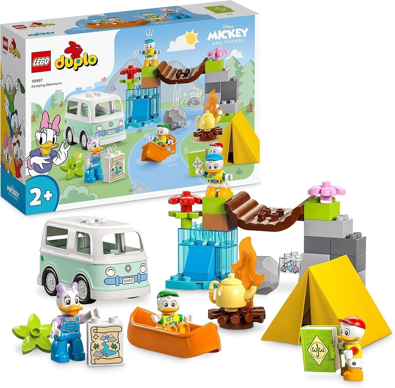 LEGO 10997 DUPLO Disney Musse och vänner Camping Äventyrsset med husbil, kanot och tusensköna Anka Figur, Byggleksak Present för småbarn 2+ år, flickor och pojkar Byggset Beuche den LEGO-Store Singur