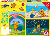 Schmidt Spiele 56212 Mouse Good Friends 3X24 pusselbit för barn Blue Puzzle Naty Shop Standardtitel