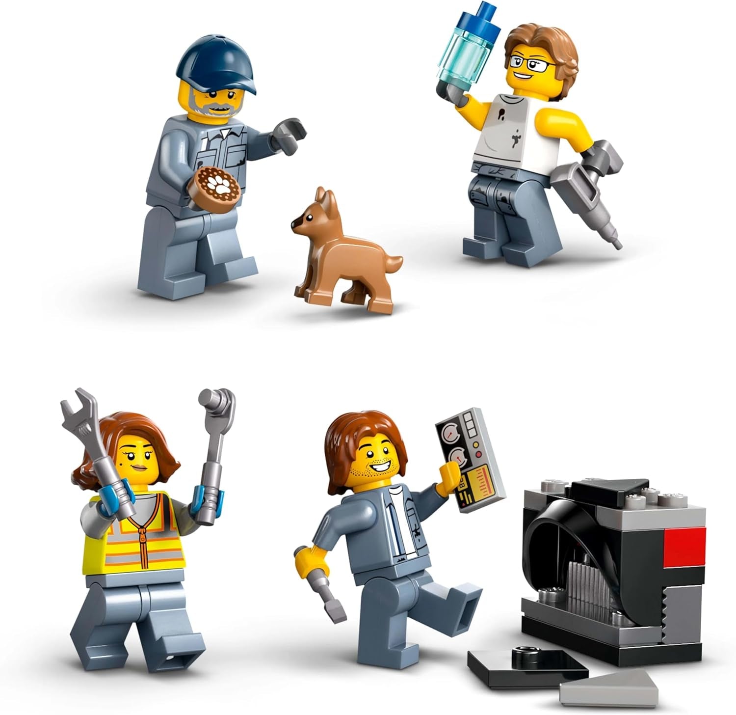 LEGO City skrotgård med bilar - leksak med skrotpress och kran, 2 leksaksbilar, 4 fungerande minifigurer och kontorsbyggnad - födelsedagspresenter för pojkar och flickor från 8 år 60472 Besuche den LEGO-Store byggset