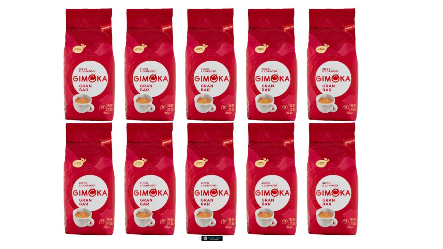 Gimoka Gran Bar kaffebönor, rika och krämiga, 1 kg, 10-pack, + nyckelring