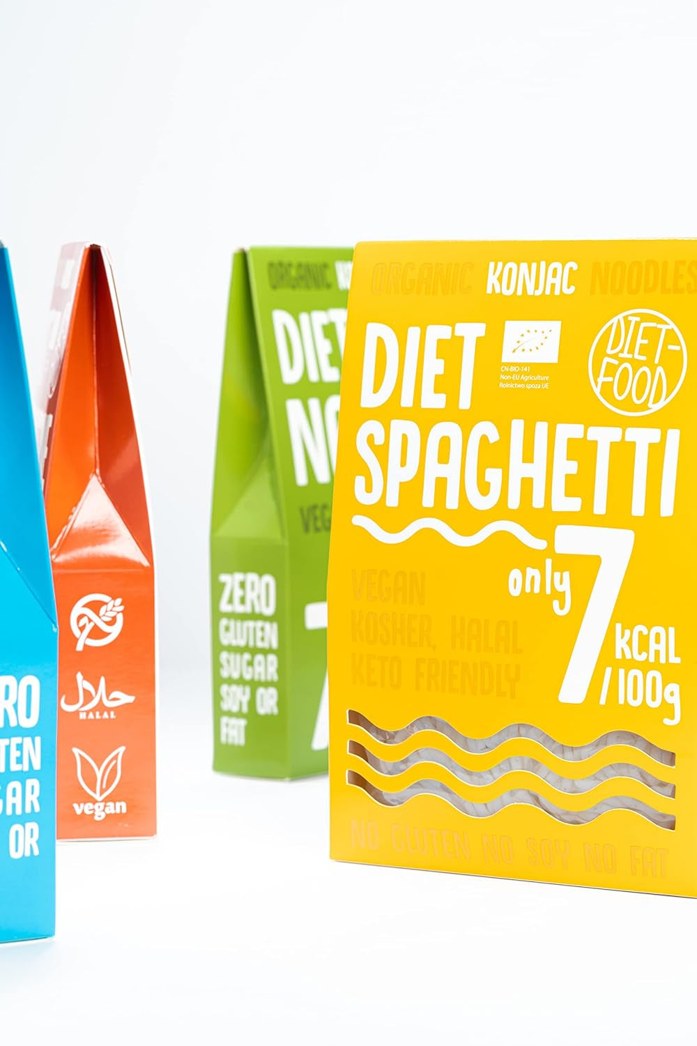 Fettuccine Konjac Nudlar Bio Shirataki Diet-Food - 300 g, lågkolhydrat, sockerfri, keto, vegan, lågkalori, glutenfri och äggfri, gjord av konjacmjöl