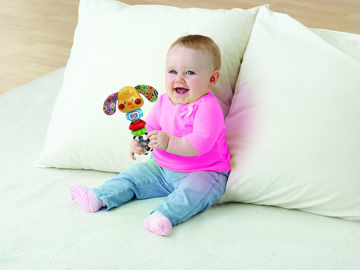 VTech Baby Rattle - Valp Design Baby Rattle med roliga ordspråk, musik och ljuseffekter - För spädbarn 3-24 månader Babyleksaker Naty Shop
