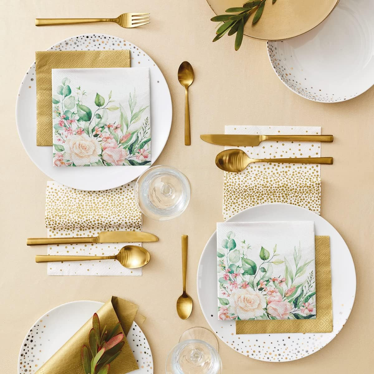 PAW - 3-lagers servetter (33 X 33 Cm) I 20 stycken I Perfekt för födelsedagar, fester, bröllop, nattvard och helgdagar I Färgade pappersservetter - Blommor, rosor I Färg: Blommiga ögonblick (paket med 2)