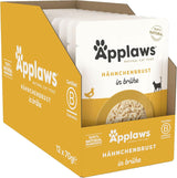 Applaws 100 % naturligt våtmat för katter, kycklingbröst i buljong - förpackning med 12 påsar à 70 g