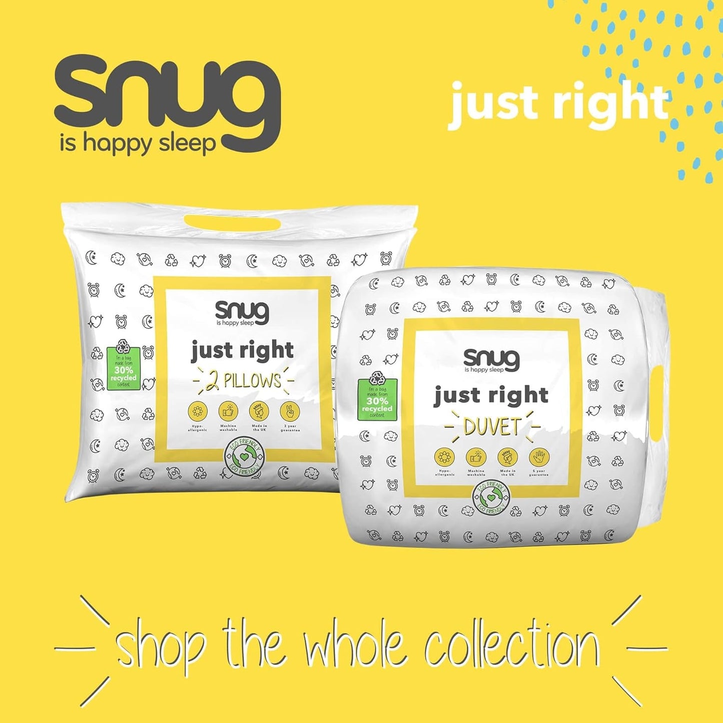 Just Right Snug Duvet, 10,5 tog, hålfiber, vit, dubbelsäng Täcken och täcken Naty Shop