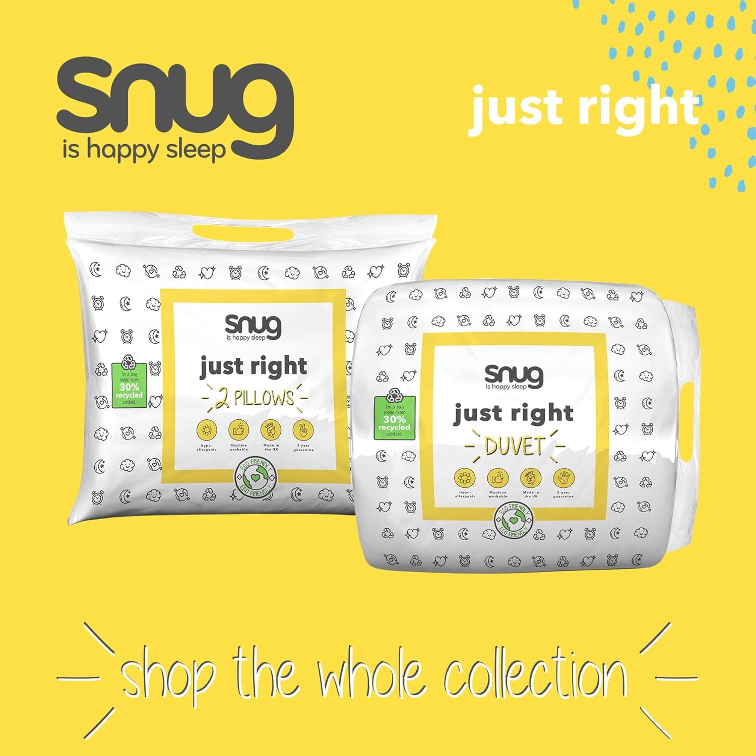Just Right Snug Duvet, 10,5 tog, hålfiber, vit, dubbelsäng Täcken och täcken Naty Shop