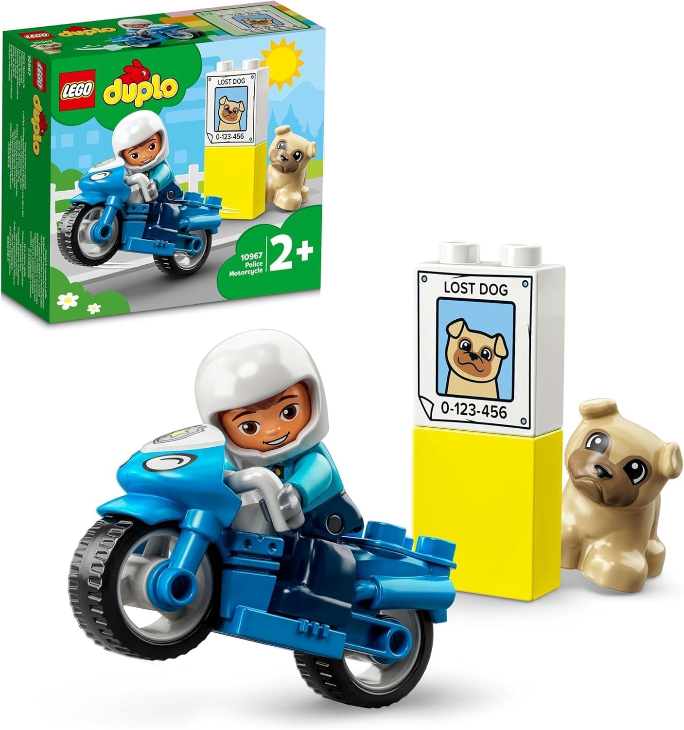 LEGO 10967 DUPLO polismotorcykel, polisleksak för småbarn från 2 år, idealisk leksak för babymotorik, leksaksmotorcykelbyggnadsset Besuche den LEGO-Store Single
