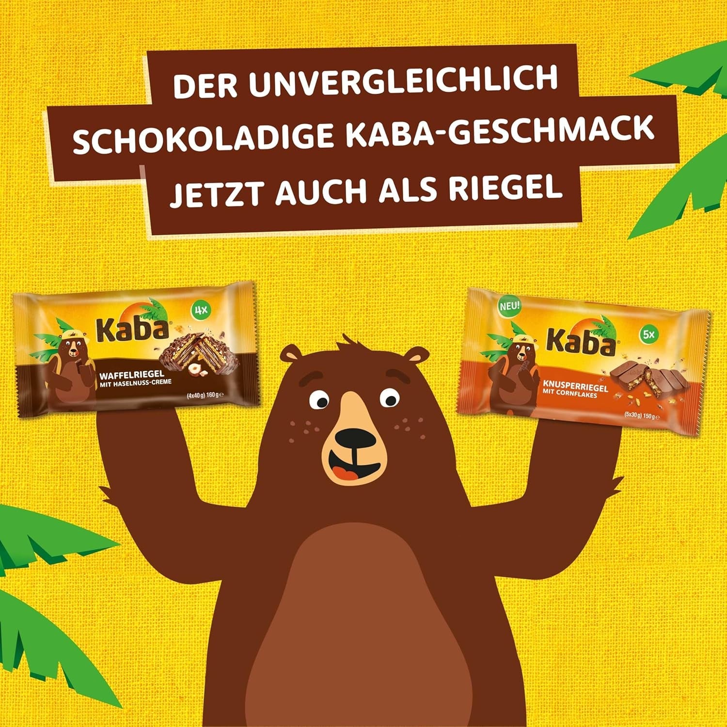 Kaba Neapolitan bars 40g, 4 knapriga bars fyllda med wafers och fin hasselnötskräm, i multipack med original Kaba-smak