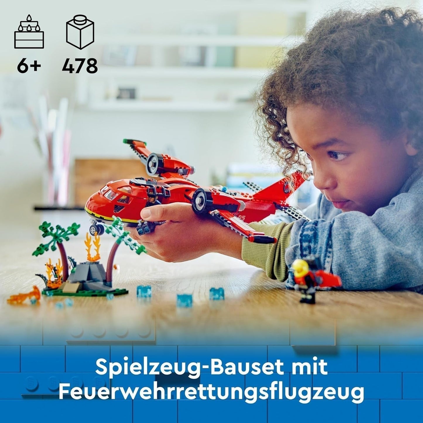 LEGO City Firefighting Plane, Barnleksaksplan brandmansset, byggset med 3 brandmansfigurer och branddekoration, utmärkt presentidé för pojkar och flickor från 6 år 60413 Byggset Besuche den LEGO-Store
