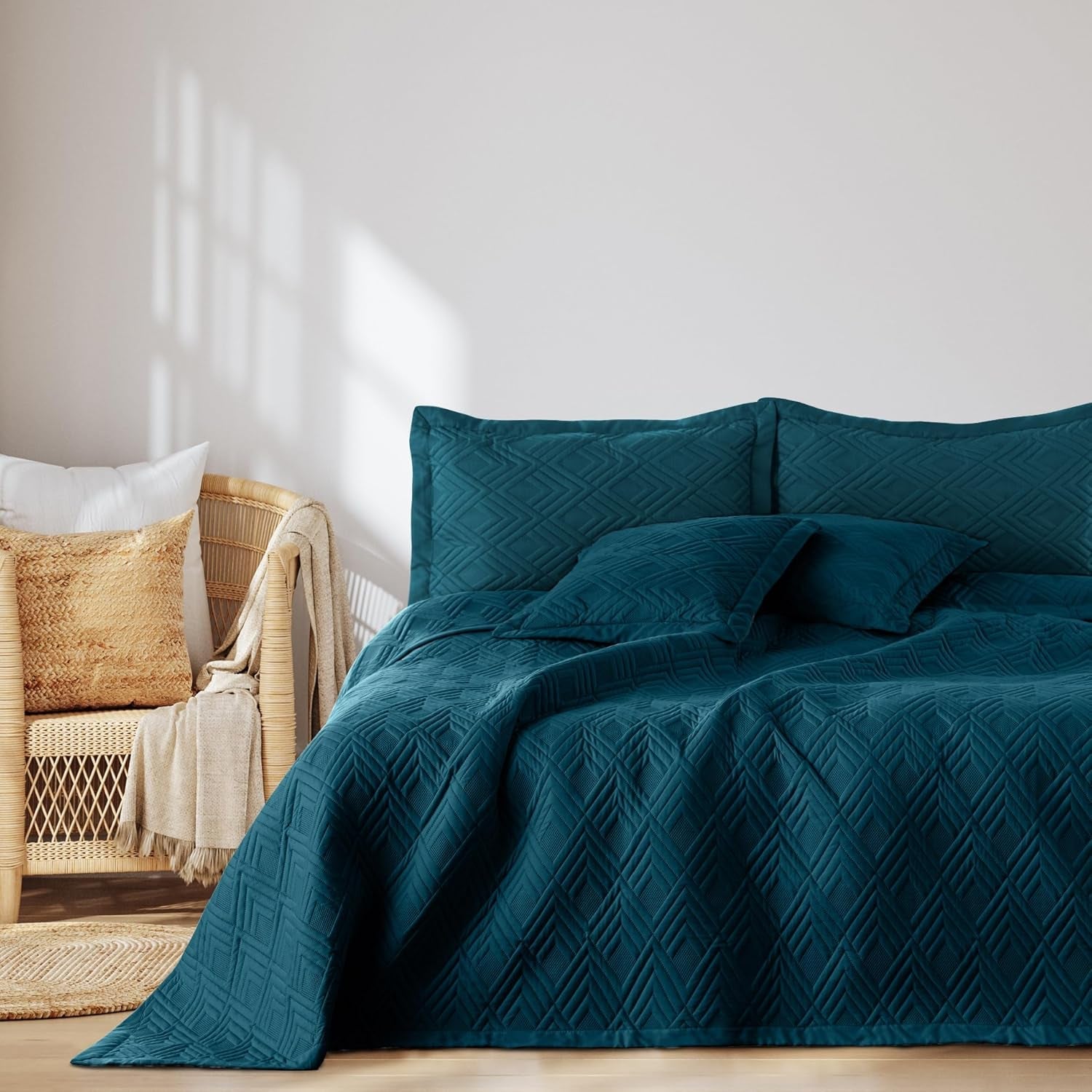 Ameliahome Överkast 170X210 Cm Tvåsidigt överkast Ultraljudsquiltning Polyester Ophelia Mörkgröna sängar och filtar Besuche den AmeliaHome-Store Ofelia Indigo 260X280 Cm