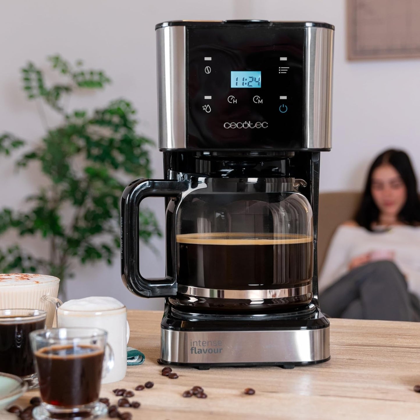 Espresso med filter Cecotec Coffee 66 Drop and Touch, effekt 950 W, 1,5 L, 12 koppar, pekskärm, glaskaraff, 24-timmarstimer, 6 strömbrytare, återanvändbart nätfilter