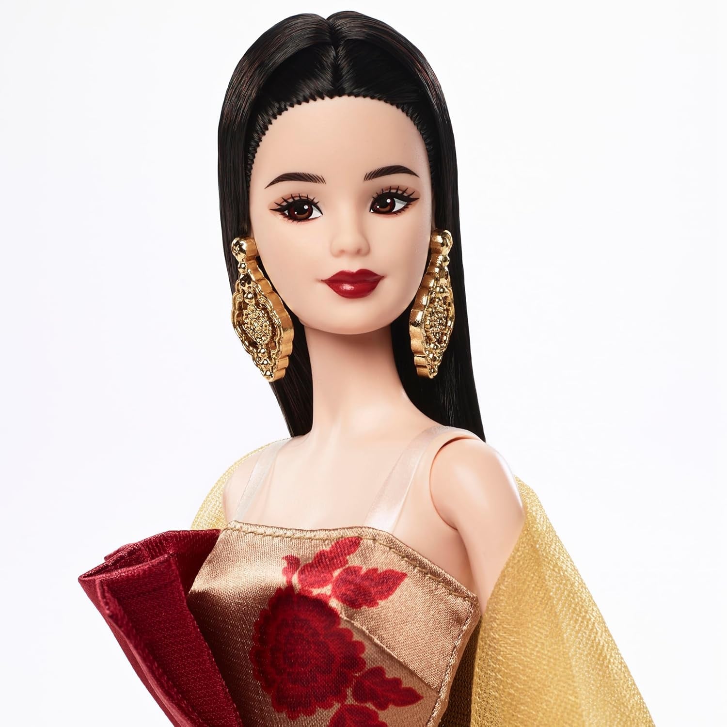 Barbie signatur månnyårsdocka i röd klänning med gyllene pioner Collection Toy JJX83