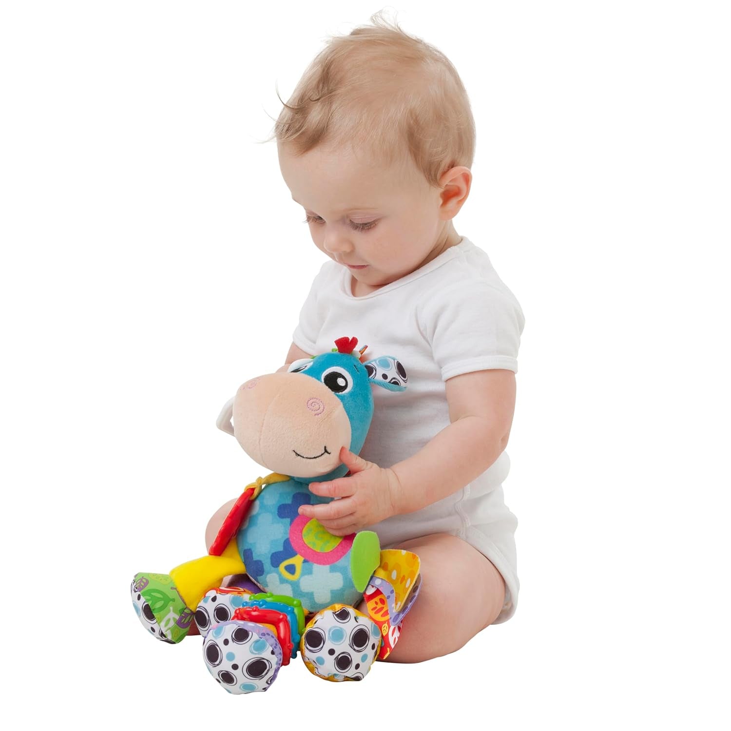 Playgro Clip Clop Sensory Garden Activity Present Pack - Sensorisk trädgårdsleksak för bebisar från 0 månader - Interaktiv leksak med skallror, bitring och barnvagnsvän - 4 stycken