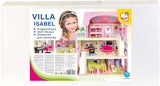 Bino World of Toys Dockhus med balkong, Leksak för småbarn från 3 år, med 3 våningar, trappor, 4 rum och balkong inkl. 15-TLG. Tillbehör, För att främja barns färdigheter, Rosa design Naty Shop dockskåp